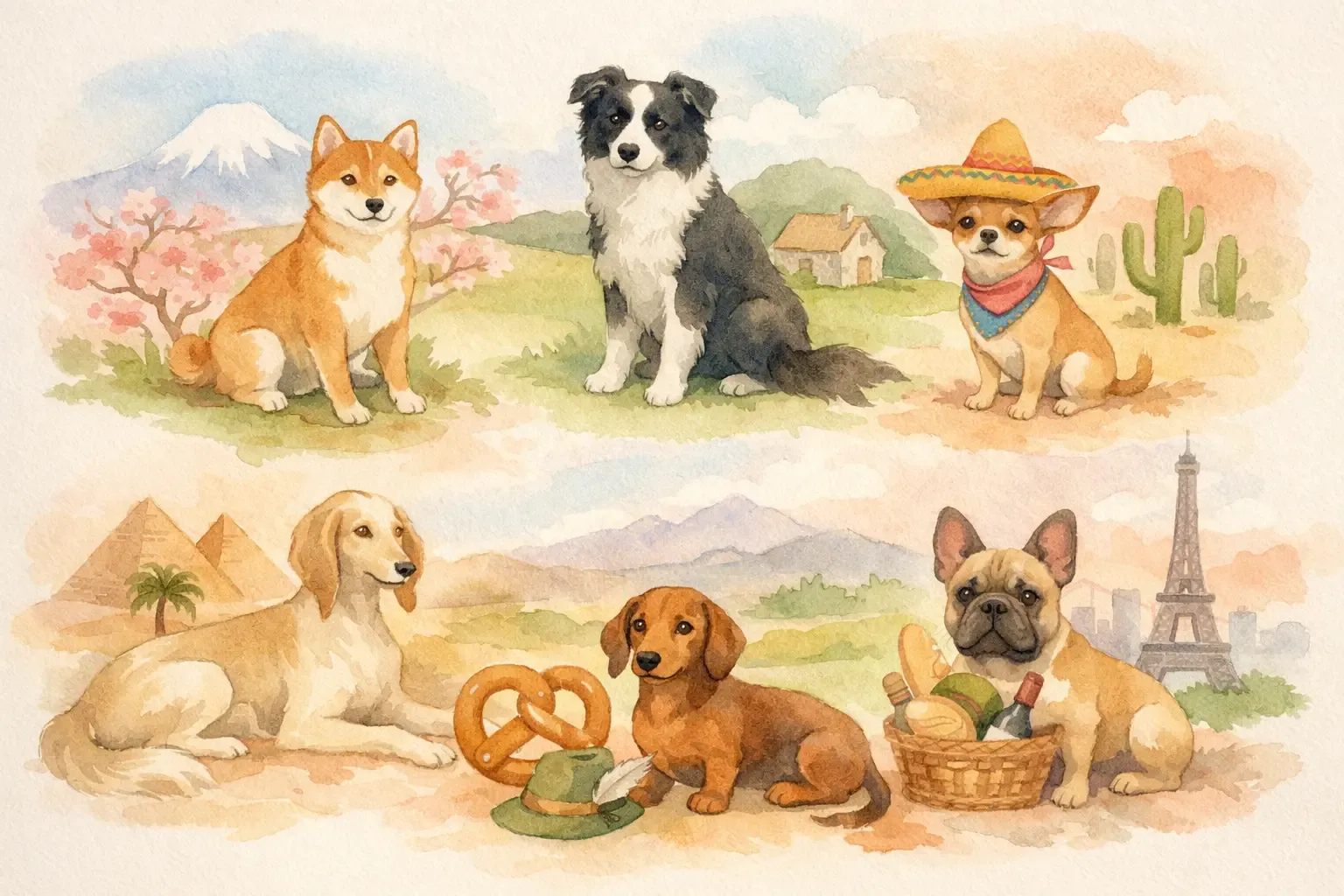 Hundenamen aus aller Welt – verschiedene Hunderassen in einer Reihe