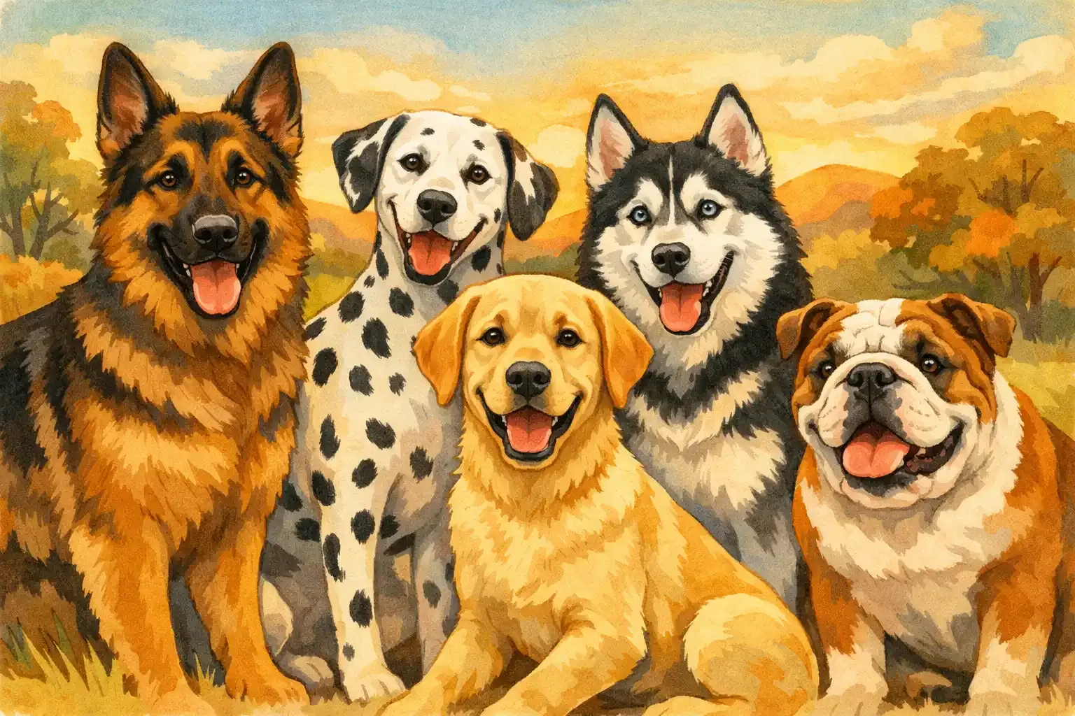 Collage verschiedener Hunderassen, die den Paw Patrol Hunden entsprechen
