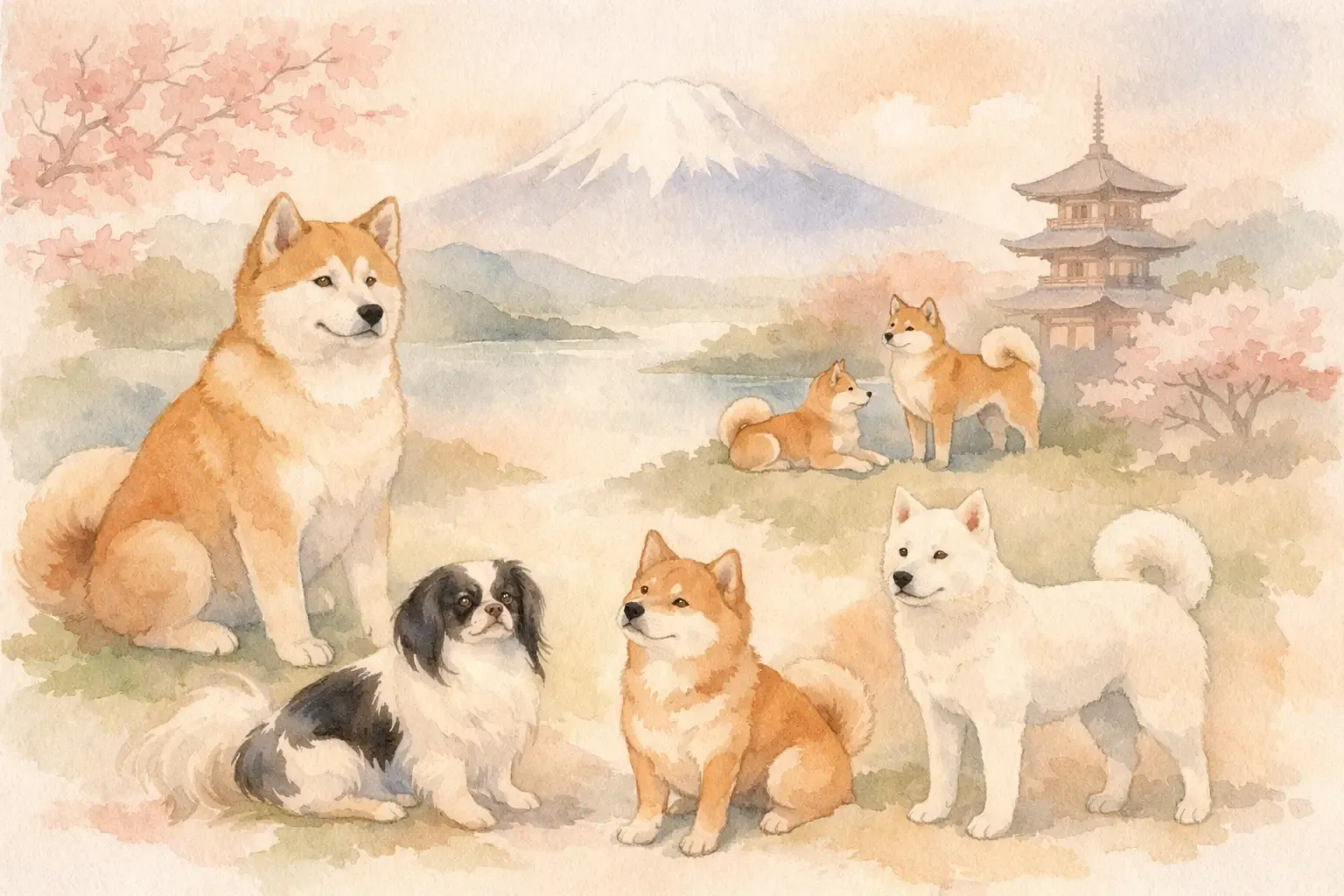 Japanische Hunderassen im Überblick – Akita und Shiba Inu in natürlicher Umgebung